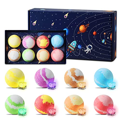Bath Bombs, Bath Bombs For Kids With Toys Inside Surprise - Led Light, 8Pk Planets Kids Bath Bomb, Natural Organic Essential Oil Spa Gift Set For Women, Men, Girls, Boys, Birthday Party, Christmas. #TOP14