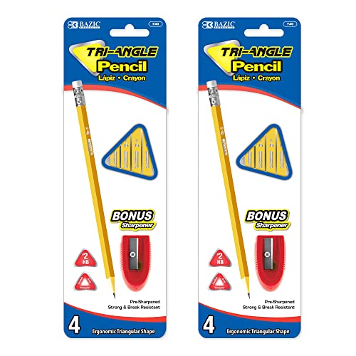 BAZIC PRODUCTS Lápices Triangulares #2 HB, 4 unidades, 2 Pack miniatura 1