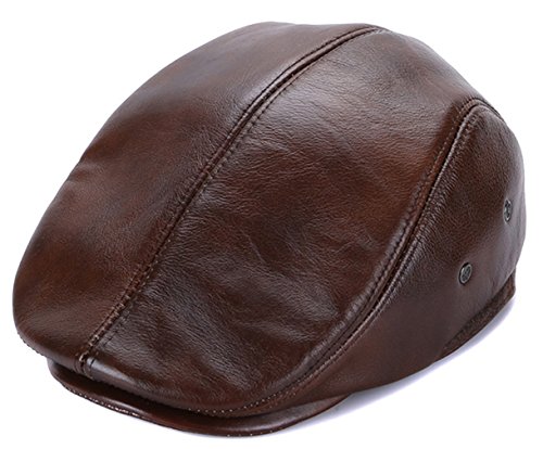 EOZY GEMVIE Béret Casquette Plate avec Cache Oreille Chapeau Hiver Homme Vintage (Brun, Tour de tête 55-56cm)
