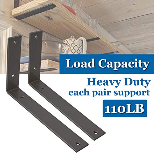 Shelf Brackets 10 Inch L Brackets Heavy Duty Frosted Black Wall Brackets For Shelves Rustic Industrial Metal Wall Hanging Bracket For Diy Opening Shelves Screws Included #TOP2