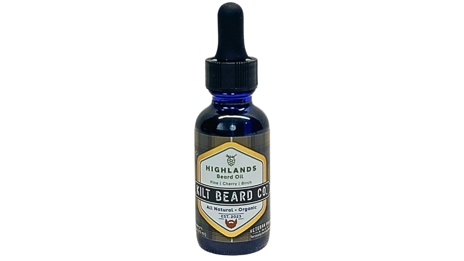 HIGHLANDS Beard Oil 1oz- Premium, organic, natural, jojoba, meadowfoam seed, pine, cherry, birch | Kilt Beard Co.