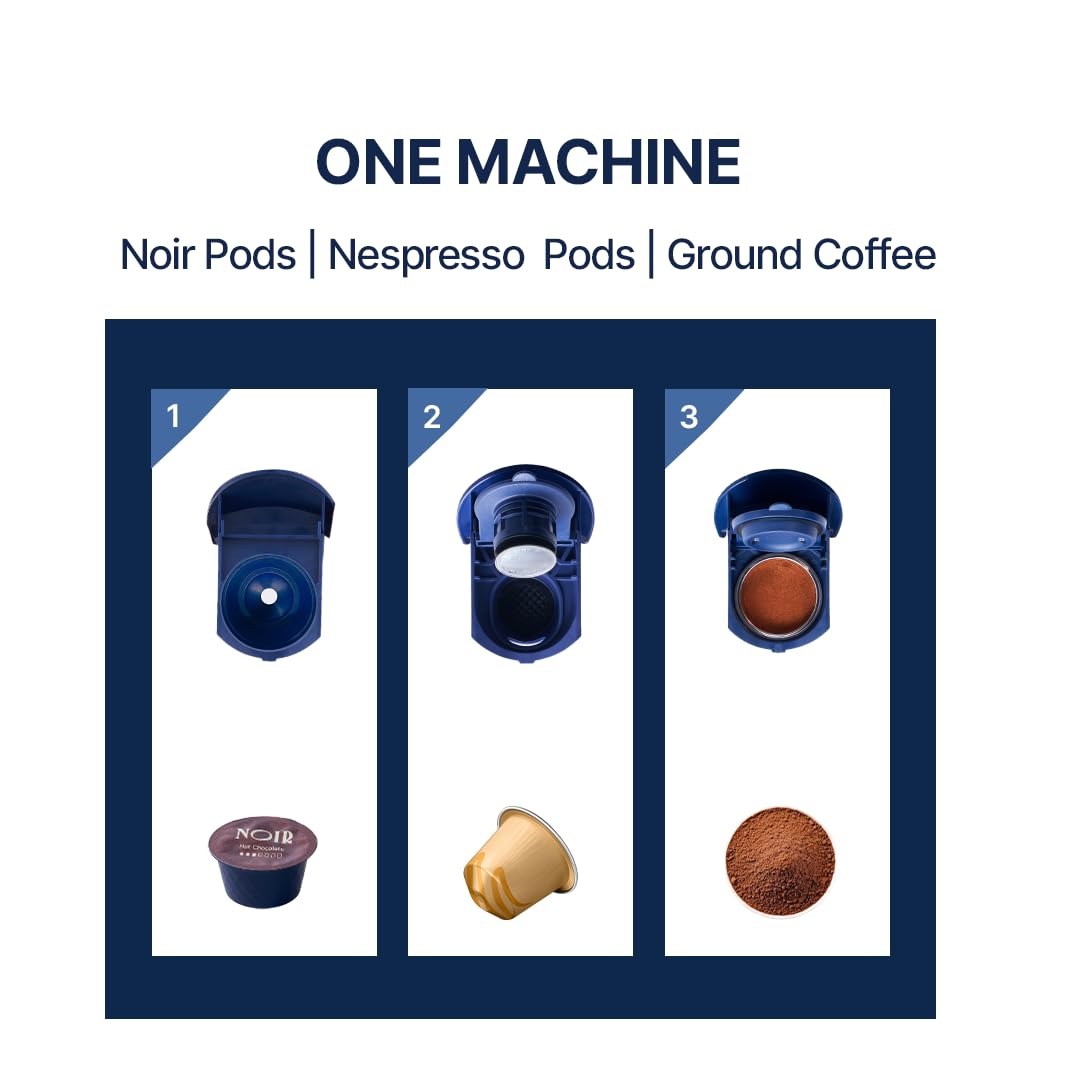 NOIR Azure Coffee & Tea Maker | 3 in 1 Machine for Home & Office | Portable & Compact Design with Touch Sensor | Compatible with Dolce Gusto Pods | With Gift Pack of 15 Flavored Pods 2