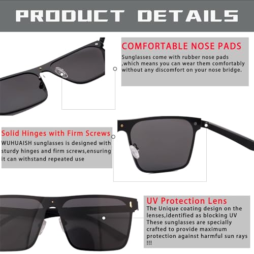 Men's Sunglasses ultra-Light titanium Frame UV400 Protection Polarised Rimless Square Sunglasses4