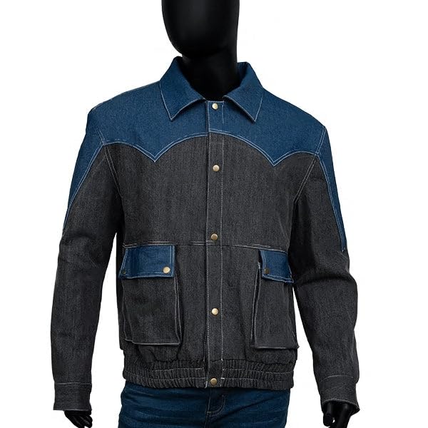 Back To Future Marty-McFly Grey Denim Jacket Mens-Retro Vintage Mcfly Jean Jacket - .Red Puffer Vest3