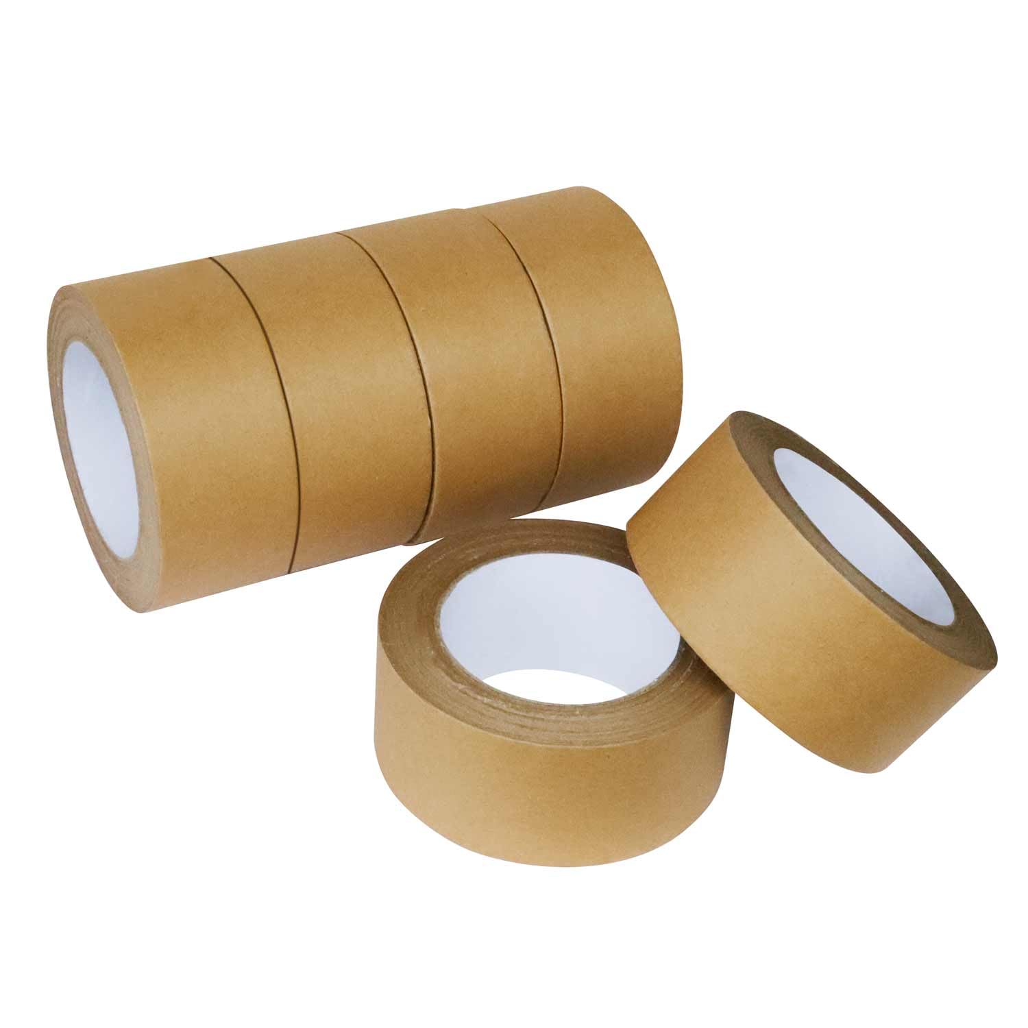 KMLYDGS 6 Rolls 2 inch x 55 Yard Heavy Duty Kraft Paper Tape Paper Packing Tape – Brown Packing Tape, Eco-Friendly, Writable, for Packing, Sealing,