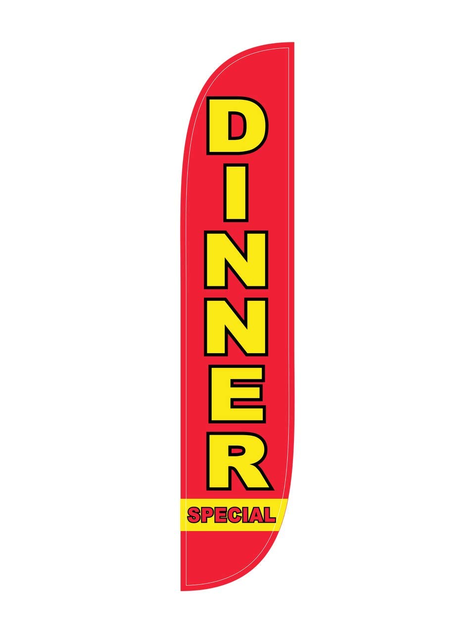 LookOurWayFeather Flag Banner - 12 Feet Tall Advertising Flags for Outdoor Business and Events Promotion - Swooper Flag Only - Diner Flags - Dinner Special (10M1200131)