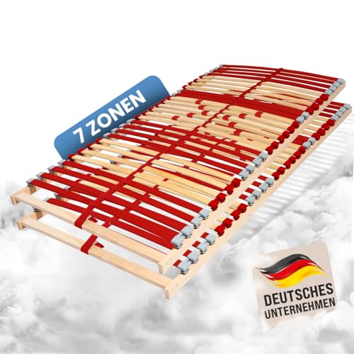 Coemo 2er Set Lattenrost Ruby NV 90 x 200 cm 7-Zonen 28 Leisten Härtegrad verstellbar ideal für Doppelbetten - für alle Matratzenarten | Schlaftypen