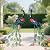 chisheen Garden Decor Outdoor Statues, Metal Peacock Decor for Outside, Garden Art Sculptures Standing for Patio Yard Lawn Home Decorations, Set of 2