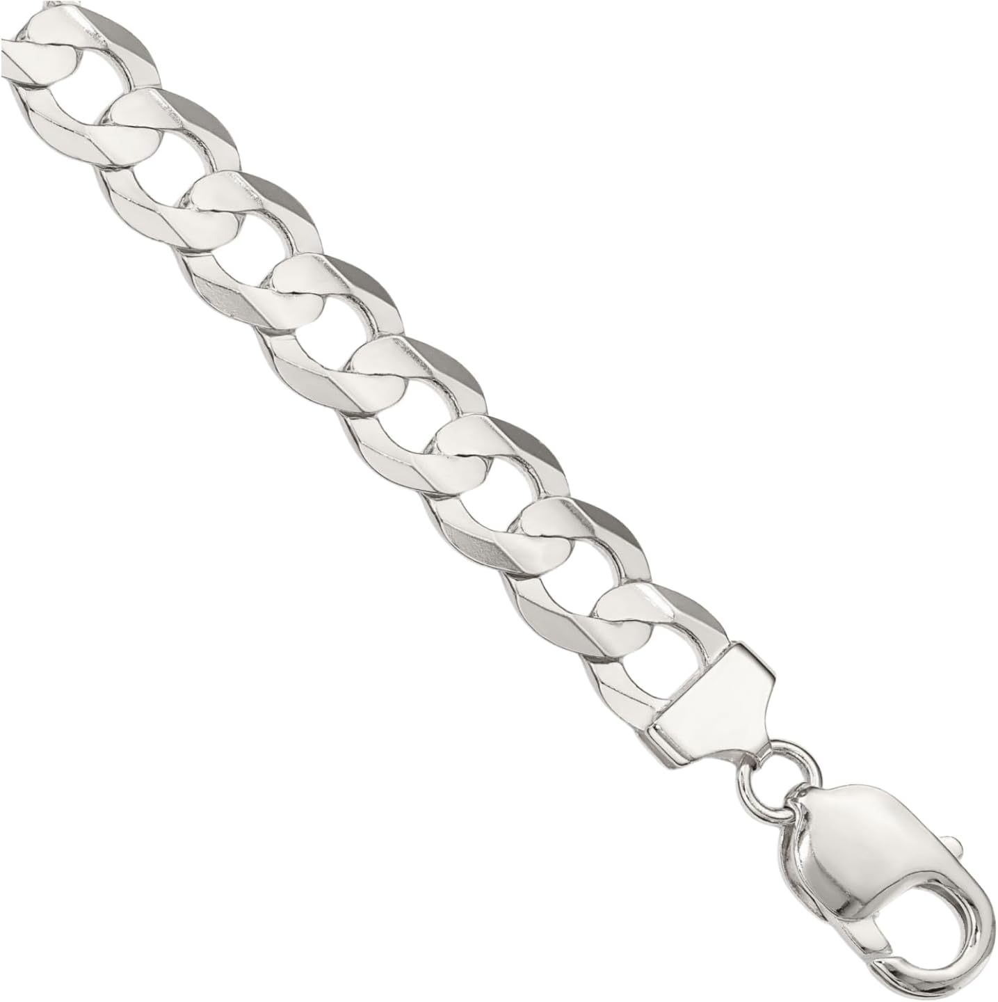 IceCarats 925 Sterling Silver Beveled 9.75mm Chunky Curb Chain Concave Bracelet Polished