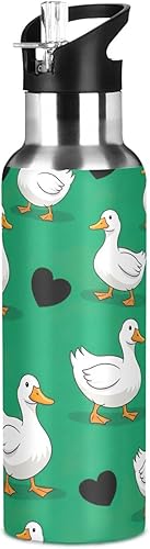 Miniatura 8 de Cartoon White Ducks Green Stainless Steel Water Bottle 20 Oz Leakproof Water Bottles, BPA-Free Sport Water Bottle Insulated