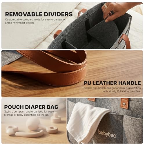 Image of BAYBEE Stylish & Modern Diaper Bag for Mothers for Travel | Large Capacity Storage Diaper Bag | Strong & Sturdy Baby Organizer Storage | Portable & Travel Friendly Diapers Caddy Organizer (Dark Grey)