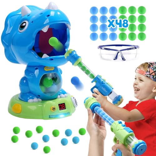 Image of EagleStone Moveable Dinosaur Shooting Toys Triceratops Action,Kids Shooting Games with LCD Score Record&LED, Enhancing Hand-Eye Coordination Toys for Boys and Girls