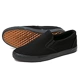 [Kaenarie] スリッポン スニーカー メンズ レディース デッキシューズ 無地 黒 白 シンプル キャンバス カジュアル オフィス 室内 学校 男女 全13色 (39 (24.5)3E, オールブラック2)