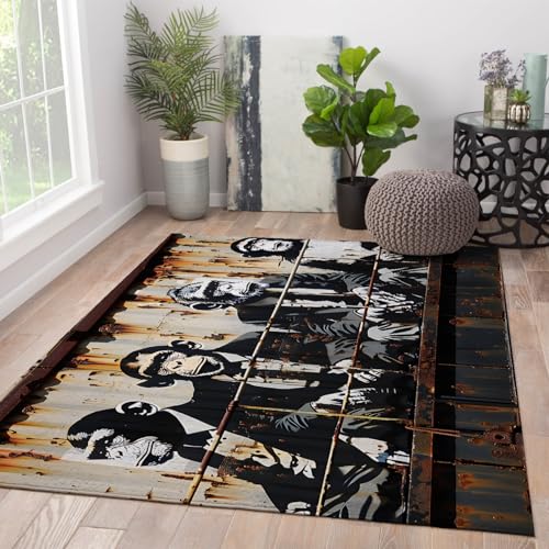Tapis graffiti lavable 120x240cm, grand tapis de sol rétro ultra résistant