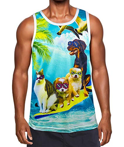 Kayolece Mens Womens Surfing Beach Vacation Sleeveless Tank Tops 3D Unisex Printed Summer