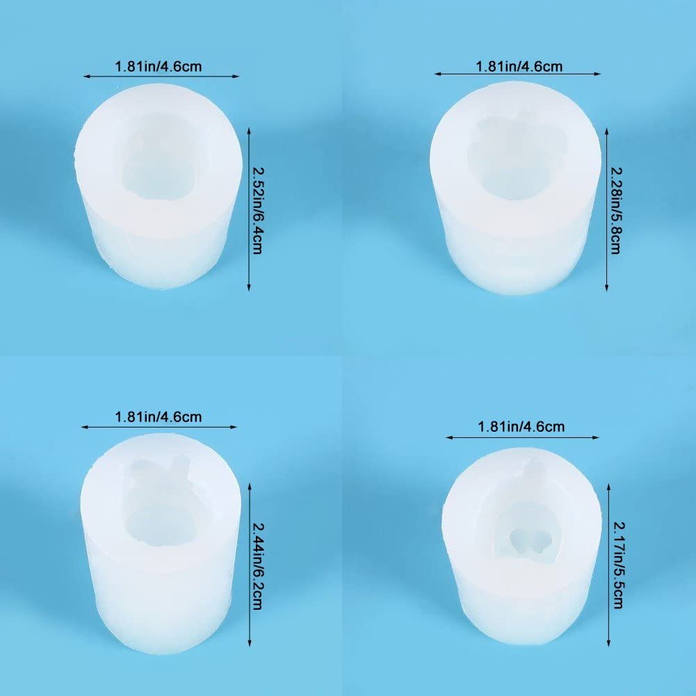 moules en silicone, Lot de 4 moules en silicone en forme de lapin de Pâques for savon, bougie, décoration de gâteaux, plusieurs tailles