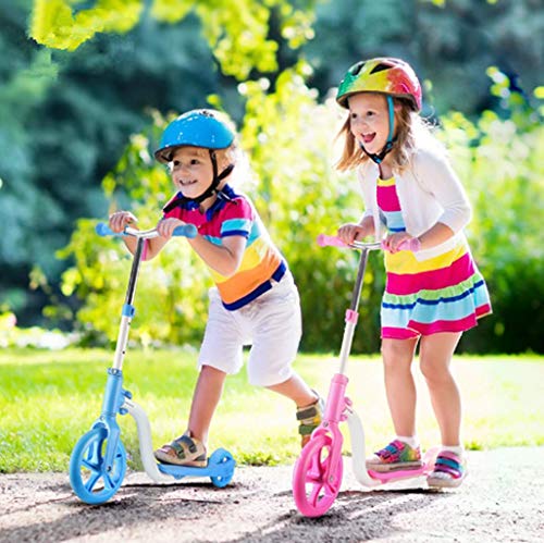 Jipemtra Scooters for Kids 3 Wheel T-bar Adjustable Riding Kick Scooters for Kids Height Adjustable LED PU Flashing with Graffiti Christmas Birthday Age 2~10 (Red Balance)