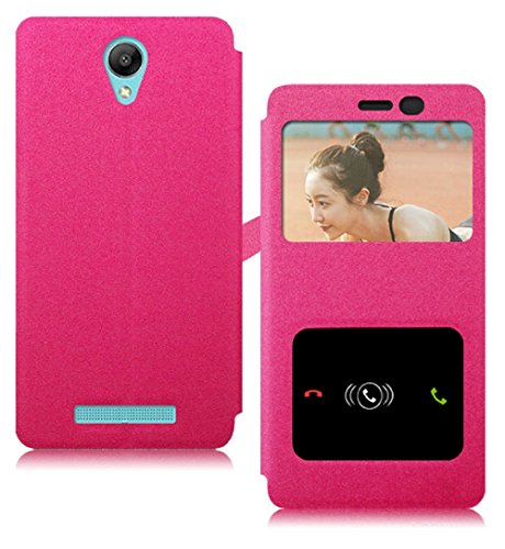 Image of Heartly goldsand Sparkle Luxury pu Leather Window Flip Cover Stand Back Cover Case for xiaomi redmi Note 2 Dual sim - Cute Pink
