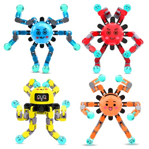 Image of ASIOWELY Transformable Fidget Spinner Toys for Kids and Adults,4 PCS Finger Sensory Toy for Boys Girls Autism ADHD Relief,Gifts for Christmas Birthdays Party Favors for Teens Travel Stocking Stuffers