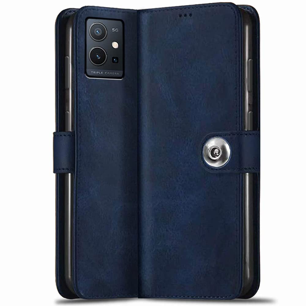 TheGiftKart Flip Back Cover Case For Vivo T1 5G / Vivo Y75 5G / iQOO Z6 5G | Genuine Leather Finish | Designer Button | Inbuilt Pockets & Stand | Flip Cover For iQOO Z6 5G / Vivo T1 5G / Y75 5G (Blue) (B09SF49YS7) Amazon Price History, Amazon Price Tracker