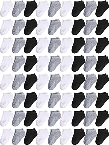 Foaincore 100 Pairs Toddler Ankle Socks for Boys Girls 2-4 Years Old Bulk Kids Low Cut Half Cushion Athletic Socks