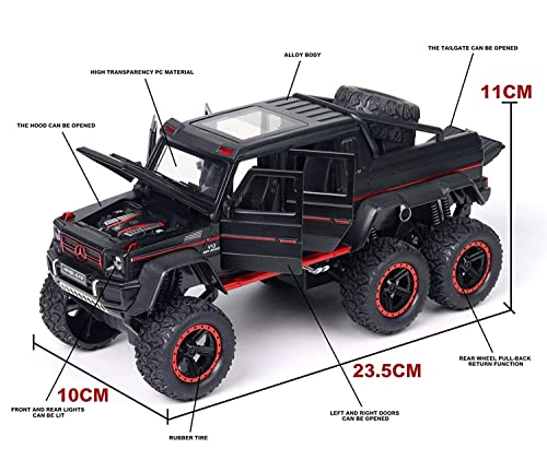 Image of 6 Wheel Drive Metal Car Pull Back with Open Doors, Engine Cover, Tail with Front and Rear Light & Music Great Gift for Boys and Girls Above-Multicolor(Merceedes G63)