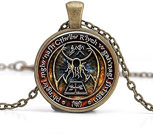 Cthulhu R'Lyeh - Collana con ciondolo a forma di sigillo ispirato Lovecraft, in vetro