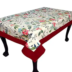 Bilberry Furnishing By Preeti Grover Cotton, Decorative Hand Made Cotton Floral Rectangular Table Cover for 6 Seater (Multicolour, 60 X 90Inches)