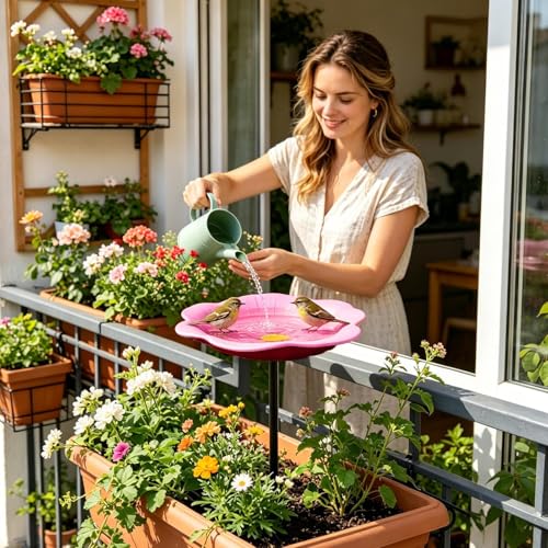 Bain d'oiseaux extérieur en résine durable pour parterre de fleurs