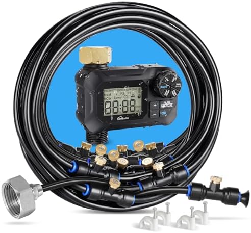 Top 5 Greenhouse Misting Systems That Will Transform Your Garden 5 homenote Automatic Misting Cooling System with Timer, 91.8FT Misting Line, 26 Brass Nozzles, and 3/4" Brass Adapter for Patio Cooling and Garden Watering