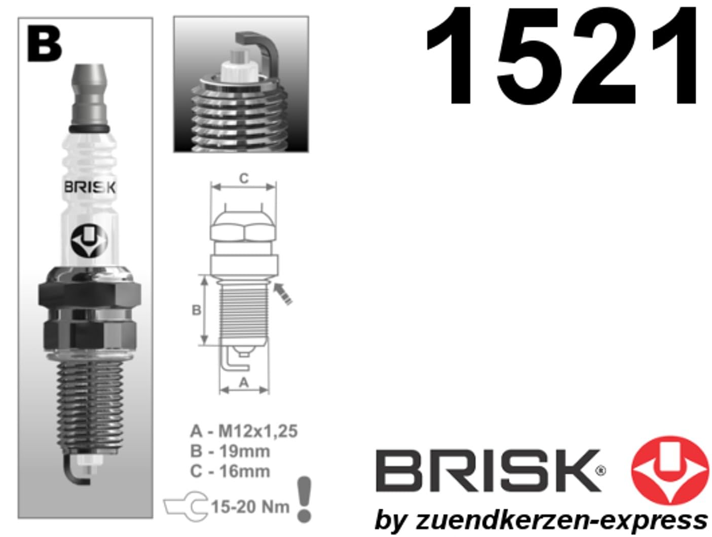 BRISK Silver BR10YS-9 1521 Bujías de Encendido Benzin LPG CNG Autogas, 4 piezas