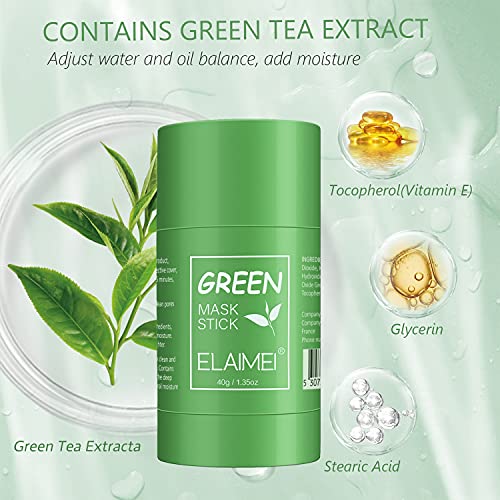 Mascarilla de Arcilla Purificadora de Té Verde, Palo de Mascarilla Facial, Mascarilla Limpiadora, Removedor de… - Imagen 3