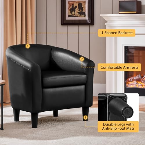 Sillón con tapizado en cuero sintético negro miniatura 6