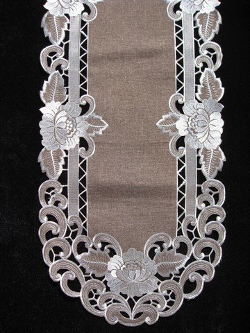 SinobriteH8810-KF Cocoa Linen Oval Runner44; 14 x 28 in.