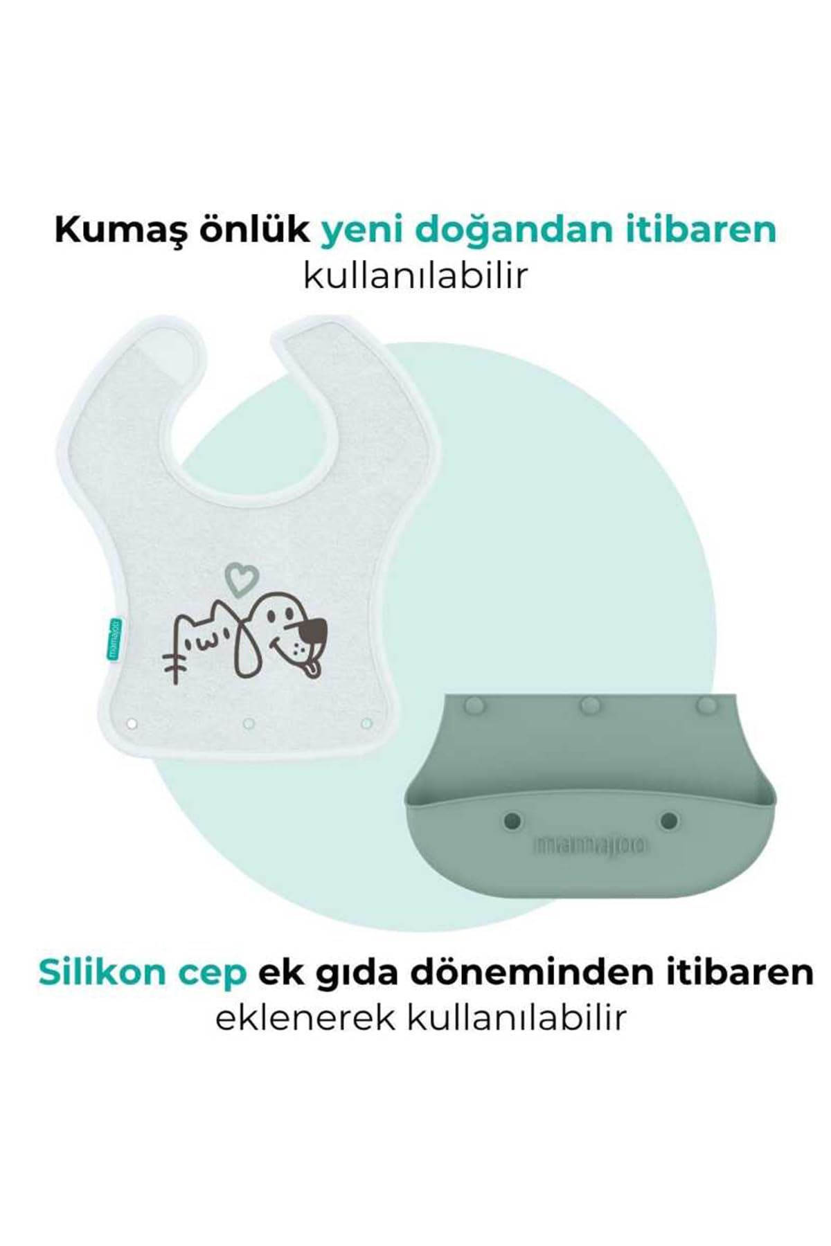 Mamajoo 2-in-1 Katlanır Mama Önlüğü / Powder Green