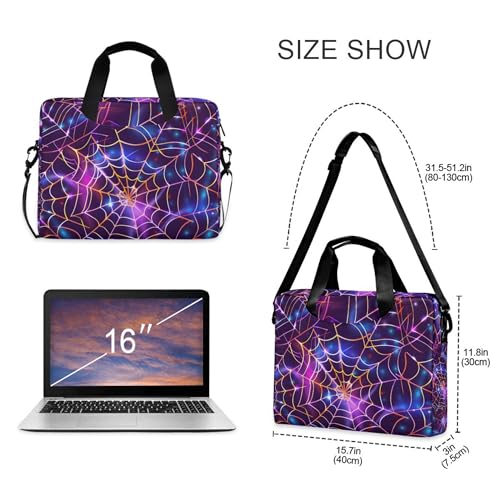 Bolso maletín morado para laptop con araña Halloween miniatura 4