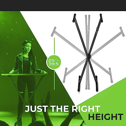 Gearit Adjustable X-Style Keyboard Stand With 88 Lbs. Capacity, Anti-Wobble Rubber Feet And Locking Height Joint (25” - 38½”) #TOP6
