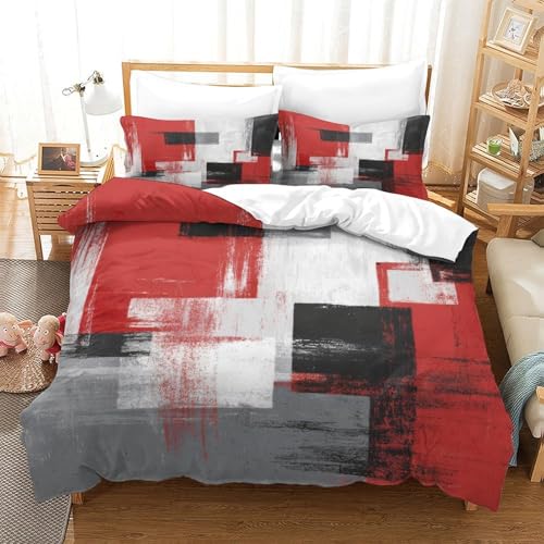 Housse de couette 200x200 design géométrique parure de lit microfibre 3D couple - 3