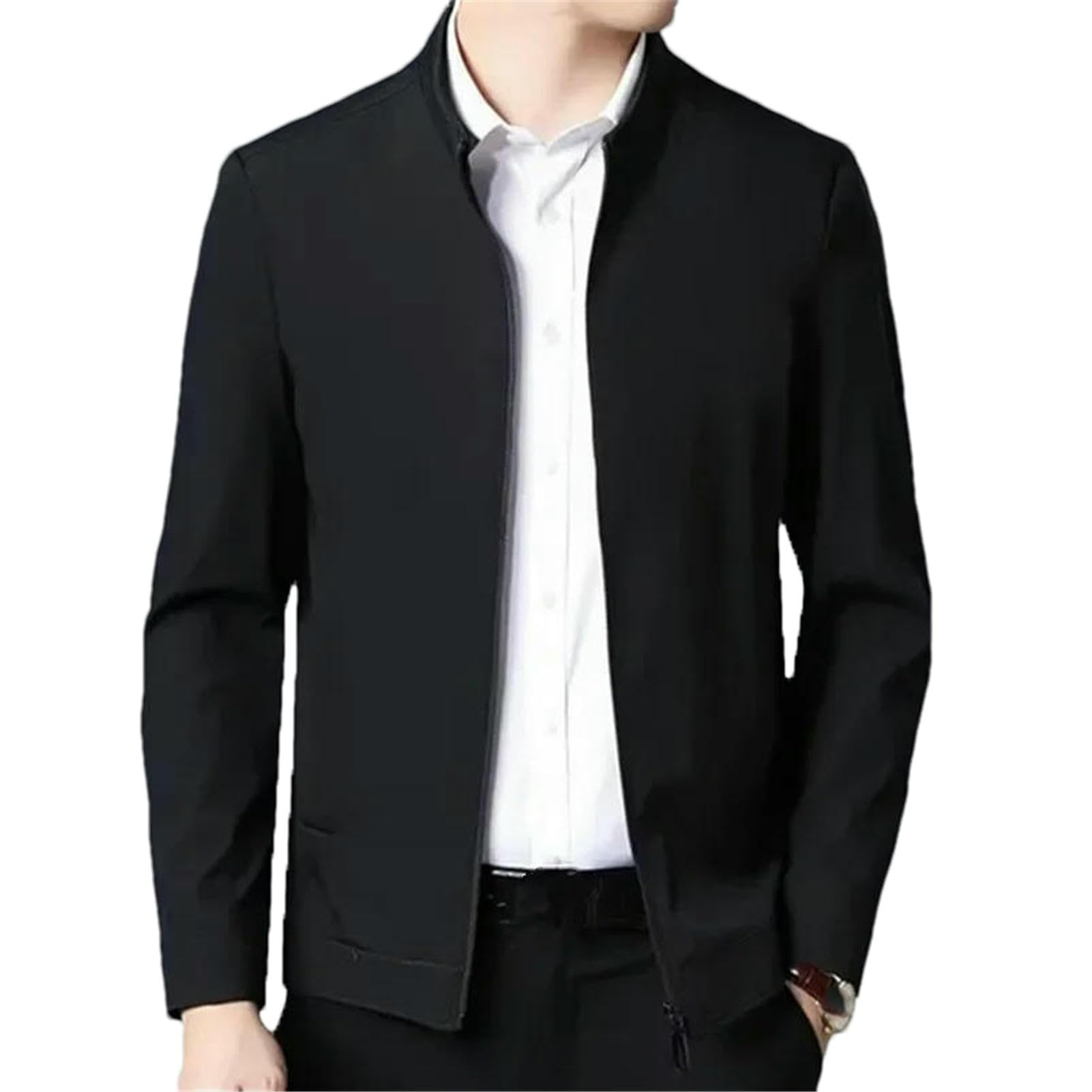 Blazer formel pour homme à col montant | Veste décontractée zippée