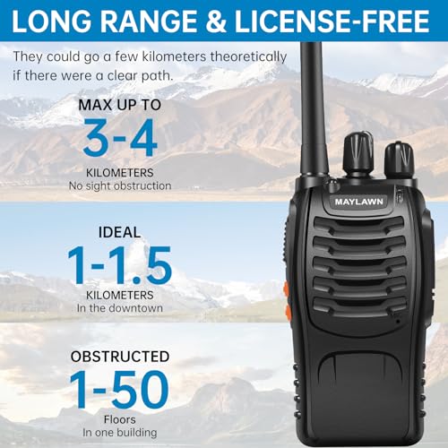 Maylawn Walkie Talkies Long Range 2Pcs, Walkie Talkies for Adults with Rechargeable Batteries, 2 Way Radio with LED Light Earpieces 16CH Supports VOX Function - Image 4