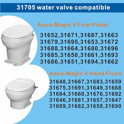 Image of Replacement RV Toilet Parts 31705 RV Toilet Water Valve Kit fits All Aqua Magic V High /Low Models Such as 31688 31687 31683