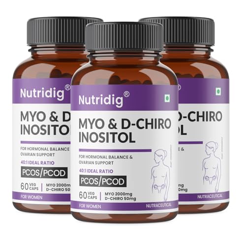 Image of PCOS Supplement For Women | Myo & D-Chiro Inositol - 40:1 Ideal Ratio | High Purity Pharma Grade Ingredients | 2000 Mg Myo-Inositol & 50 Mg D-Chiro-Inositol | For Hormonal Balance, Ovarian Health & Healthy Regular Menstruation | 60 Veg Capsules (Pack of 3) | 3 Months Supply