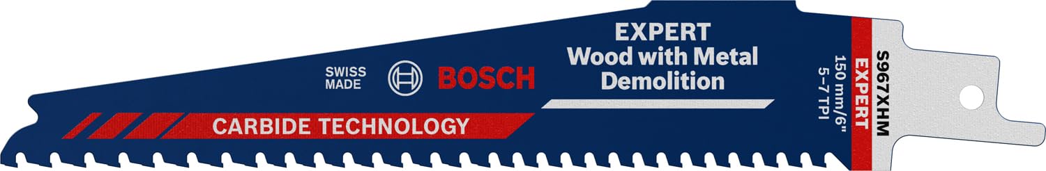 Bosch Blue Professional 1X Expert ‘Wood With Metal Demolition’ S 967 Xhm Reciprocating Saw Blade (For Wood With Tough Metal, Length 150 Mm, Accessories Reciprocating Saw)