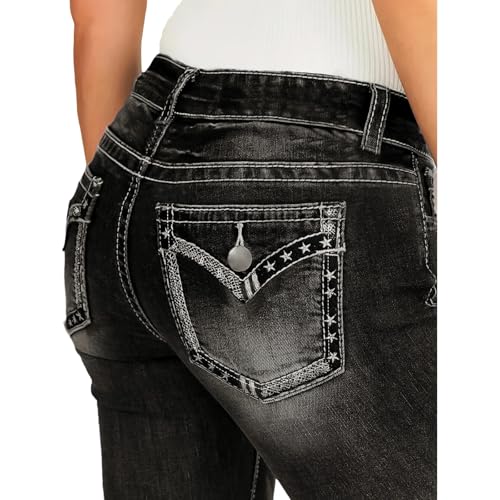 Plus Size Flare Jeans for Women Curvy Jean for Womens High Waisted Stretchy Jean for Women Embroidered Bootcut Y2K3