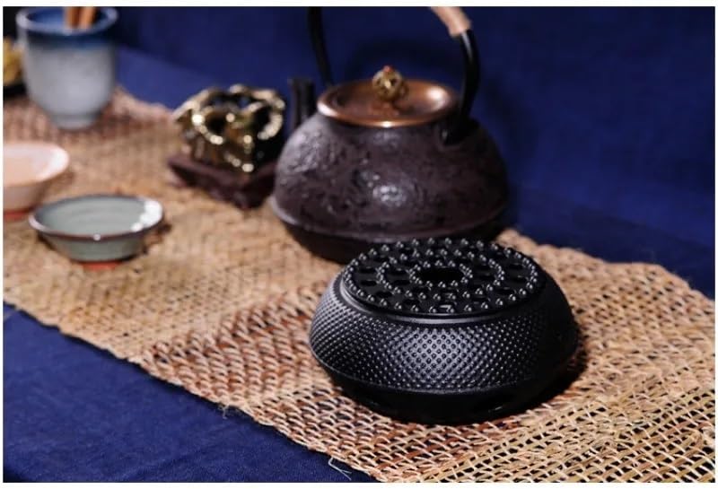 Black Cast Iron Teapot Warmer Candle Stand Holder Stove Heater Tea Pot Holder for Heating Tea, Coffee and Milk