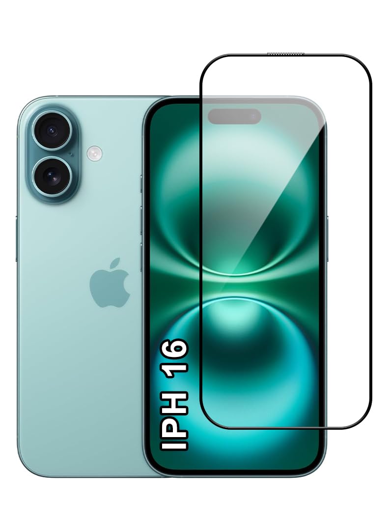 Screen Protector For Apple iPhone 16 6.1 Inch 9H Hardness Tempered Glass Film, Bubble Free Easy Installation, Full Coverage, Anti Scratch And Touch Sensitive