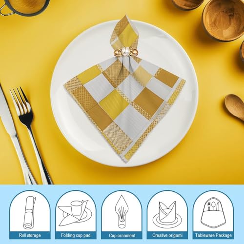 Servilletas de Tela Cuadradas Blancas y Amarillas Pack 4 miniatura 7