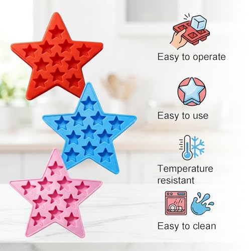 Set de 3 cubiteras estrella para hielo color rosa rojo azul miniatura 4