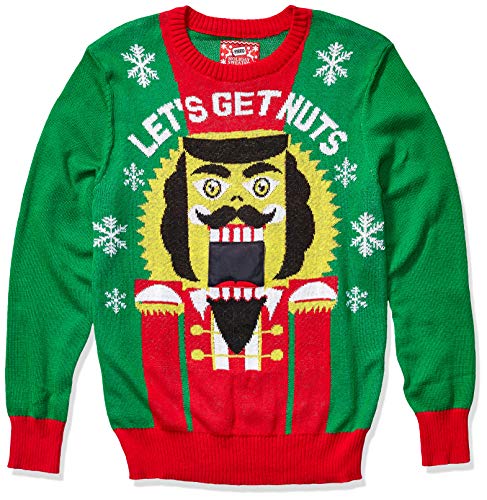 Hybrid Apparel Men's Ugly Christmas Sweater, Nutcracker-VR/Green, Small