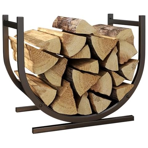 DOEWORKS Small Decorative Indoor/Outdoor Firewood Racks Fireside Log Rack, Black Cover